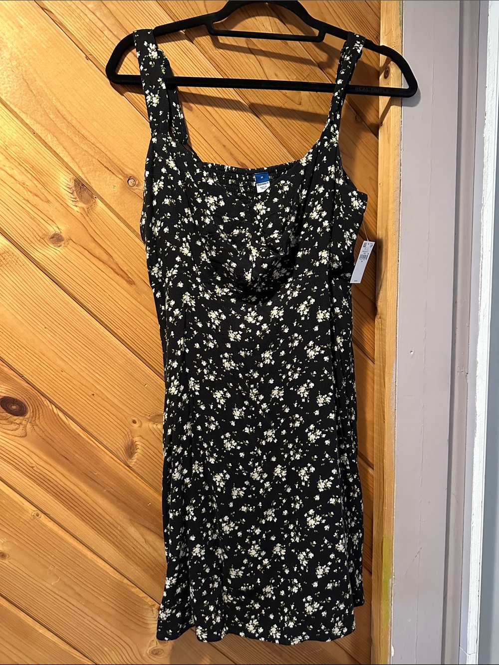 Old Navy Black Mini Dress with White Floral Print